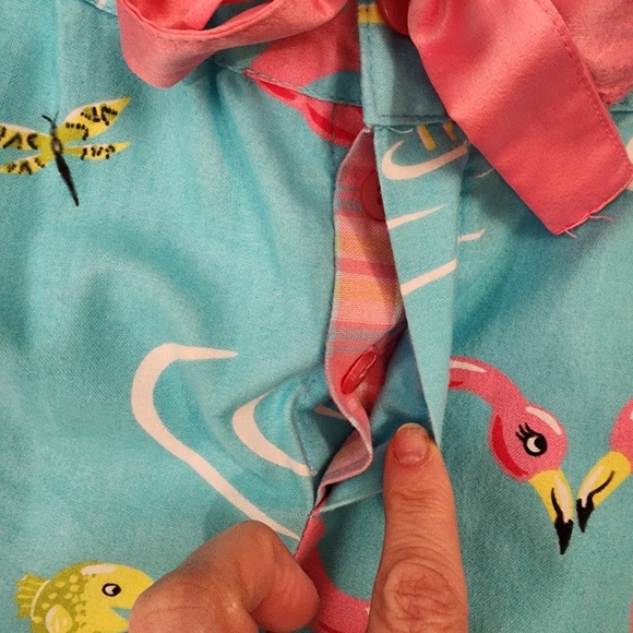 Nick & Nora Flannel Pajama Bottoms Flamingo Dragonfly Lilly Pad Plaid size Med - Picture 3 of 10